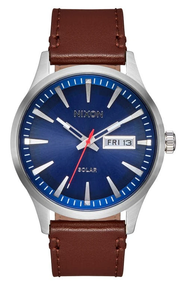 Nixon Sentry Solar Bracelet Watch, 40mm in Navy Sunray /Silver at Nordstrom