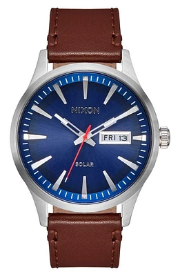 Nixon Sentry Solar Bracelet Watch, 40mm in Navy Sunray /Silver at Nordstrom