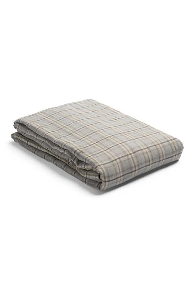 PIGLET IN BED Check Linen Duvet Cover in Laurel Green Check at Nordstrom