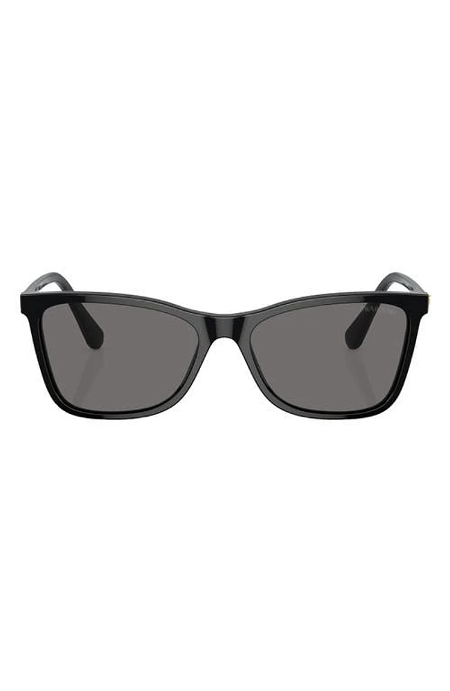 Swarovski 56mm Polarized Rectangular Sunglasses in Black at Nordstrom