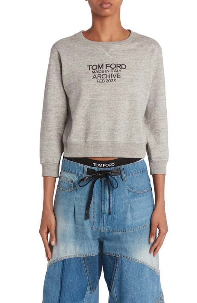 TOM FORD Logo Graphic Cotton Sweatshirt Grey/Black at Nordstrom,