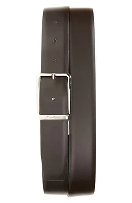 Santoni Polished Leather Belt Black at Nordstrom,