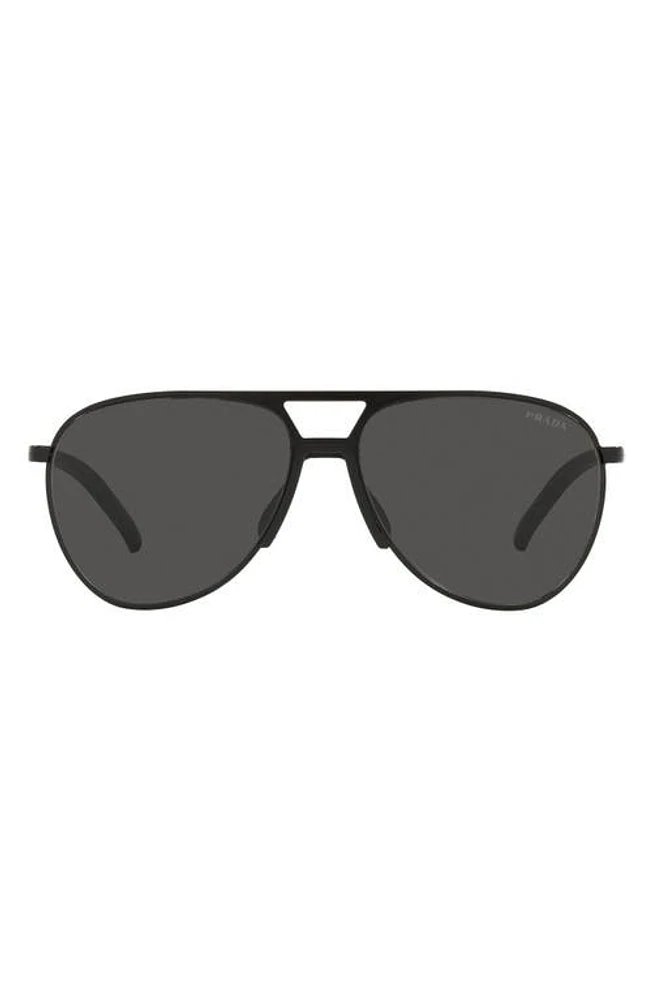 Prada Pilot 59mm Matte Black Aviator Sunglasses in Matte Black/Dark Grey at Nordstrom