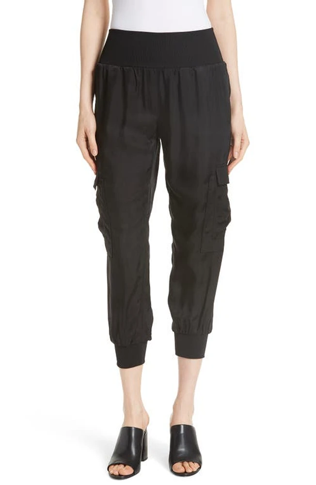 Cinq à Sept Giles Cupro Crop Cargo Joggers at Nordstrom,