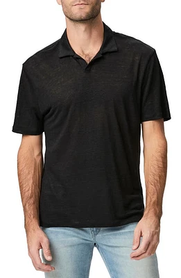 PAIGE Shelton Slub Linen Polo Black at Nordstrom,