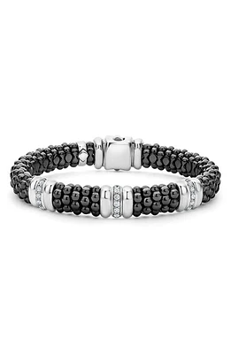 LAGOS Black Caviar Ceramic Diamond Station Bracelet in Silver at Nordstrom