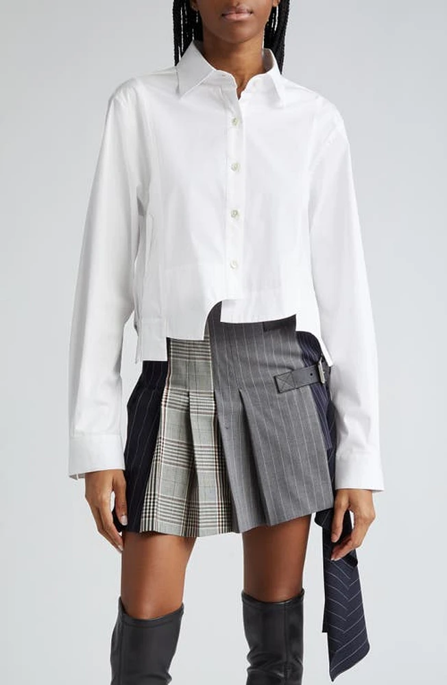 MONSE Deconstructed Crop Poplin Button-Up Shirt Ivory at Nordstrom,