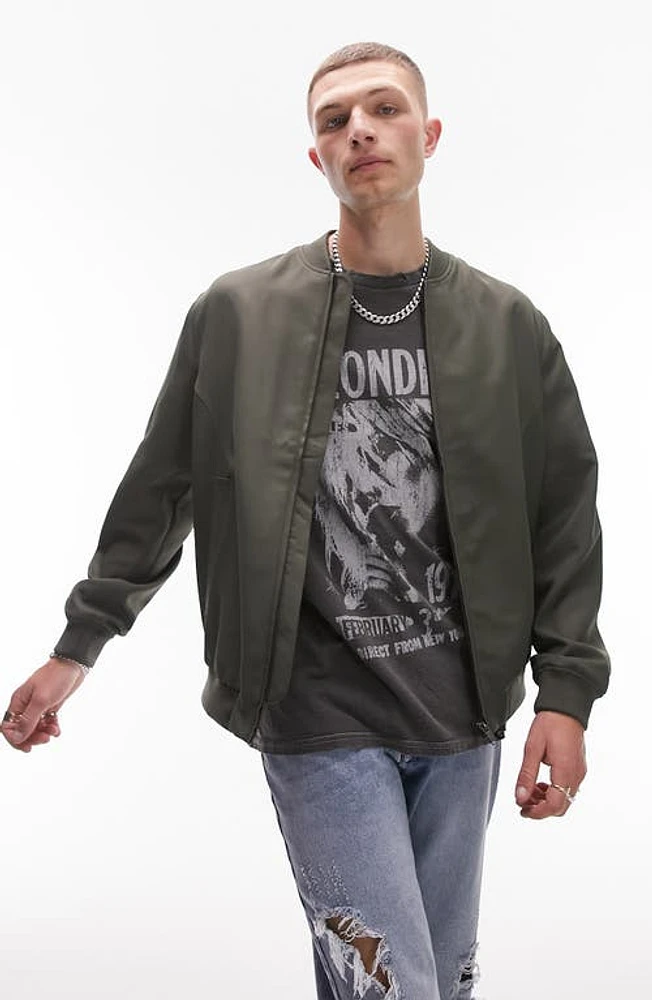 Topman Bomber Jacket Khaki at Nordstrom,