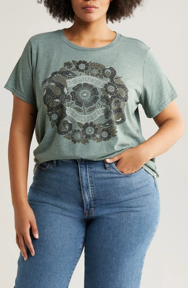 Lucky Brand Be Mindful Be Grateful Graphic T-Shirt in Vintage Jade at Nordstrom, Size 1X