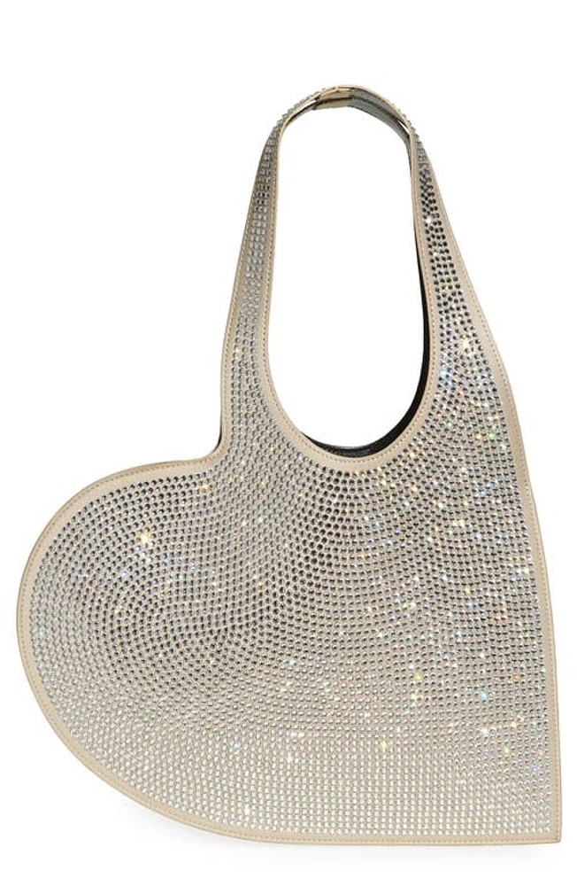 Coperni Mini Crystal Embellished Heart Tote in Beige at Nordstrom