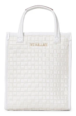 MZ Wallace Micro Woven Nylon Box Tote in Pearl Metallic at Nordstrom