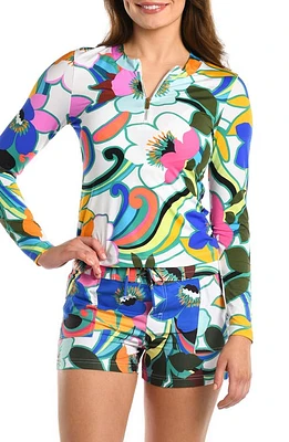 La Blanca Suncatcher Long Sleeve Rashguard White/Multi at Nordstrom,