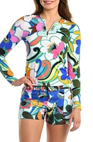 La Blanca Suncatcher Long Sleeve Rashguard White/Multi at Nordstrom,