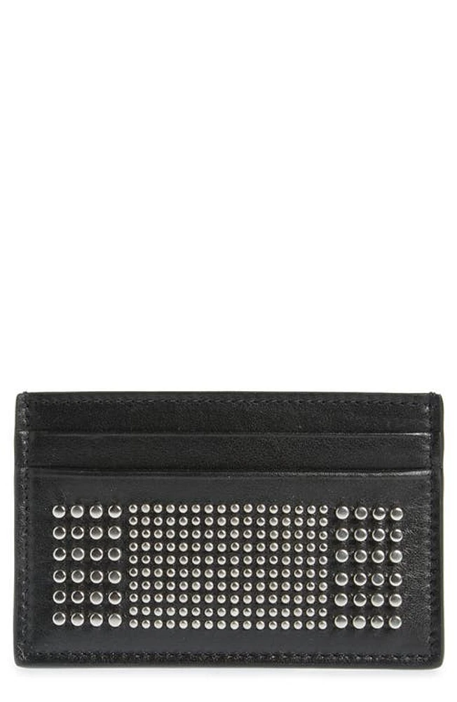 Alexander McQueen Studded Leather Card Holder in Black at Nordstrom