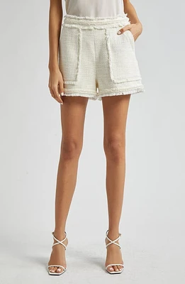 Cinq à Sept Imitation Pearl Cotton Tweed Shorts Ivory at Nordstrom,