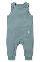 MORI Ribbed Fitted Overall Romper in Ribbed Sky at Nordstrom