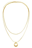 Petit Moments Almas Open Circle Pendant Layered Necklace in Gold at Nordstrom