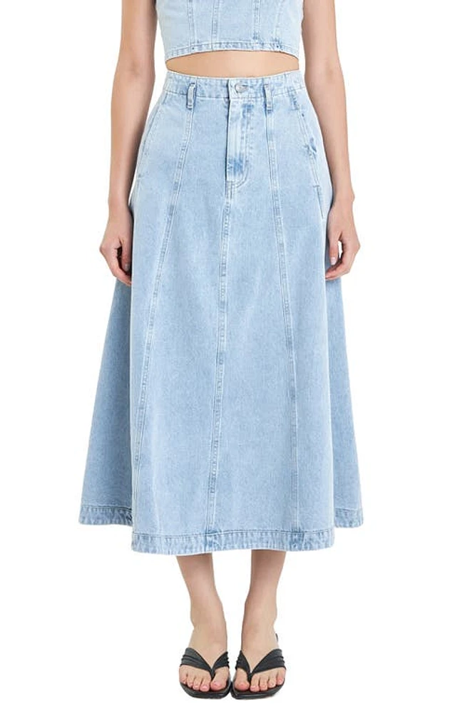 Grey Lab Denim Midi Skirt Light at Nordstrom,