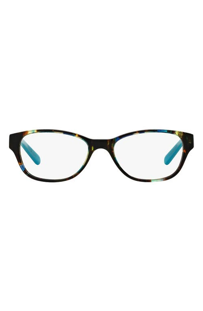 Tory Burch 51mm Rectangular Optical Glasses in Blue Brown Tortoise/Blue Lark at Nordstrom