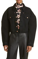 Ulla Johnson The Cosette Lantern Sleeve Nonstretch Denim Trucker Jacket Noir Wash at Nordstrom,