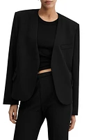 MANGO Padded Shoulder Collarless Jacket Black at Nordstrom,