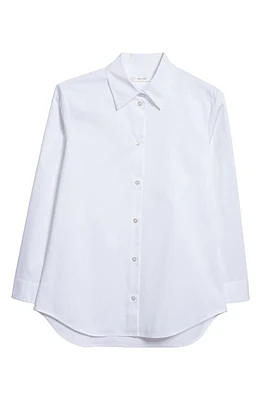 The Row Petra Stretch Cotton Button-Up Shirt White at Nordstrom,