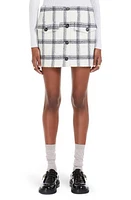 SPORTMAX Windowpane Plaid Virgin Wool Skirt in White at Nordstrom, Size 6