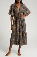 Ulla Johnson Margo Flutter Sleeve Cotton Blend Cover-Up Dress Nocturne at Nordstrom,