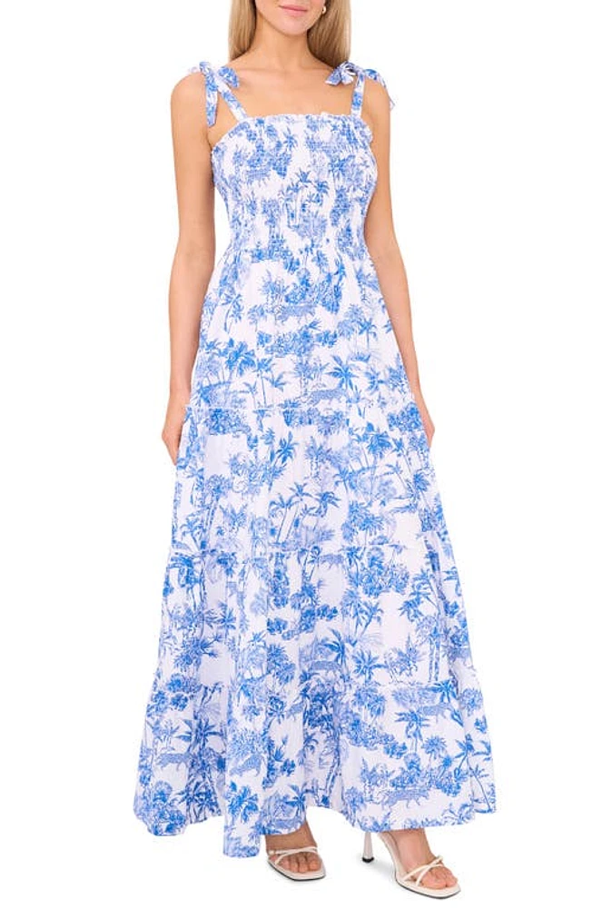 halogen(r) The Strap Smocked Maxi Sundress Della Blue at Nordstrom,