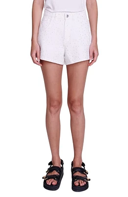 maje Pokkan Rhinestone Denim Shorts in White at Nordstrom, Size 0