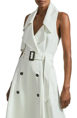 Reiss Atelier Bonita Belted Sleeveless Trench Dress Off White at Nordstrom, Us