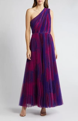 Hutch Tarina Print Pleated One-Shoulder Gown Combo Oversized Roses at Nordstrom,