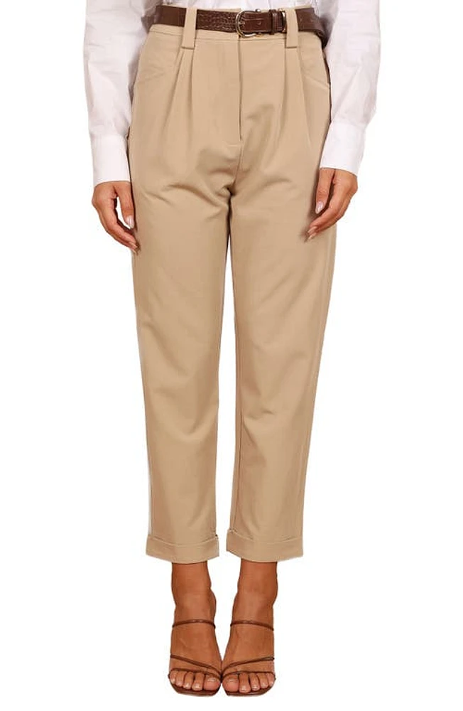 Petal & Pup Lexie High Waist Ankle Straight Leg Pants Beige at Nordstrom,