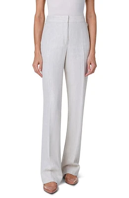 Akris Carl High Waist Linen Herringbone Pants Greige at Nordstrom,