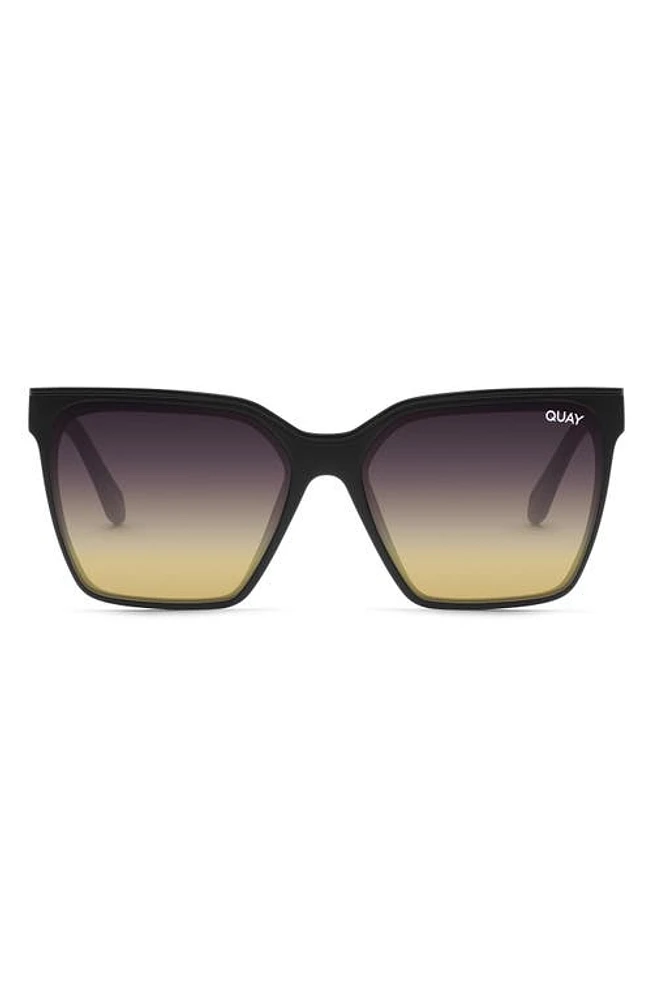 Quay Australia Level Up 55mm Square Sunglasses in Matte Black /Black Gold at Nordstrom