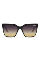 Quay Australia Level Up 55mm Square Sunglasses in Matte Black /Black Gold at Nordstrom