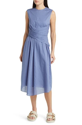 FRAME Ruched Sleeveless Cotton Midi Dress at Nordstrom,