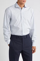 Nordstrom Easy Care Trim Fit Stripe Dress Shirt White - Blue Fausto at Nordstrom,