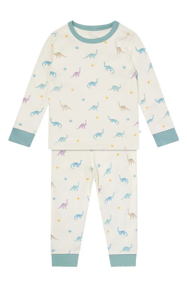 MORI Dino Print Two-Piece Fitted Pajamas at Nordstrom