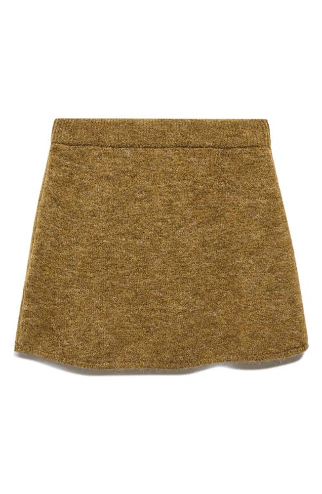 MANGO Brushed Knit Miniskirt Olive Green at Nordstrom,