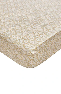 CRANE BABY Cotton Sateen Fitted Crib Sheet in Gold/white at Nordstrom