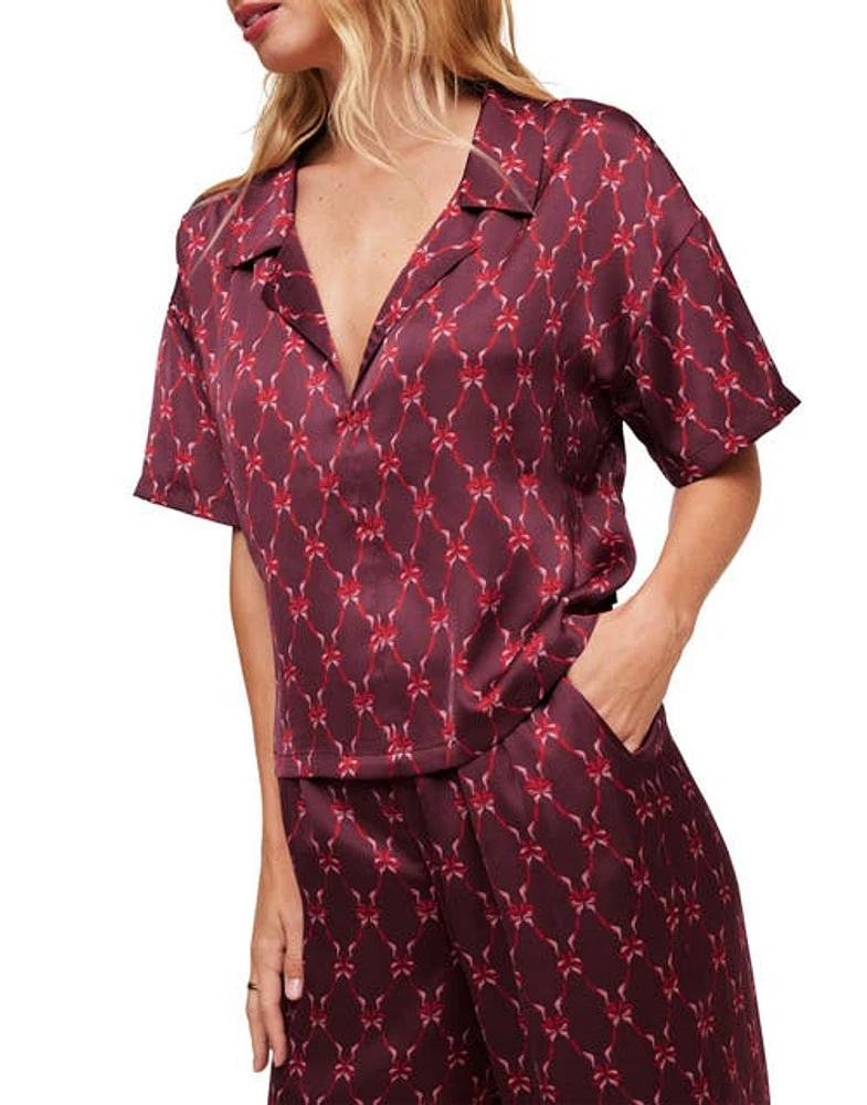 Adore Me Verica Pajama Top & Pants Set Novelty Red at Nordstrom,