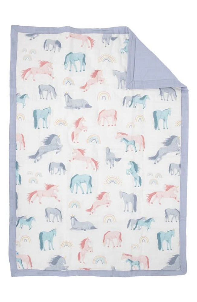 little unicorn Cotton Muslin Toddler Comforter in Unicorns at Nordstrom