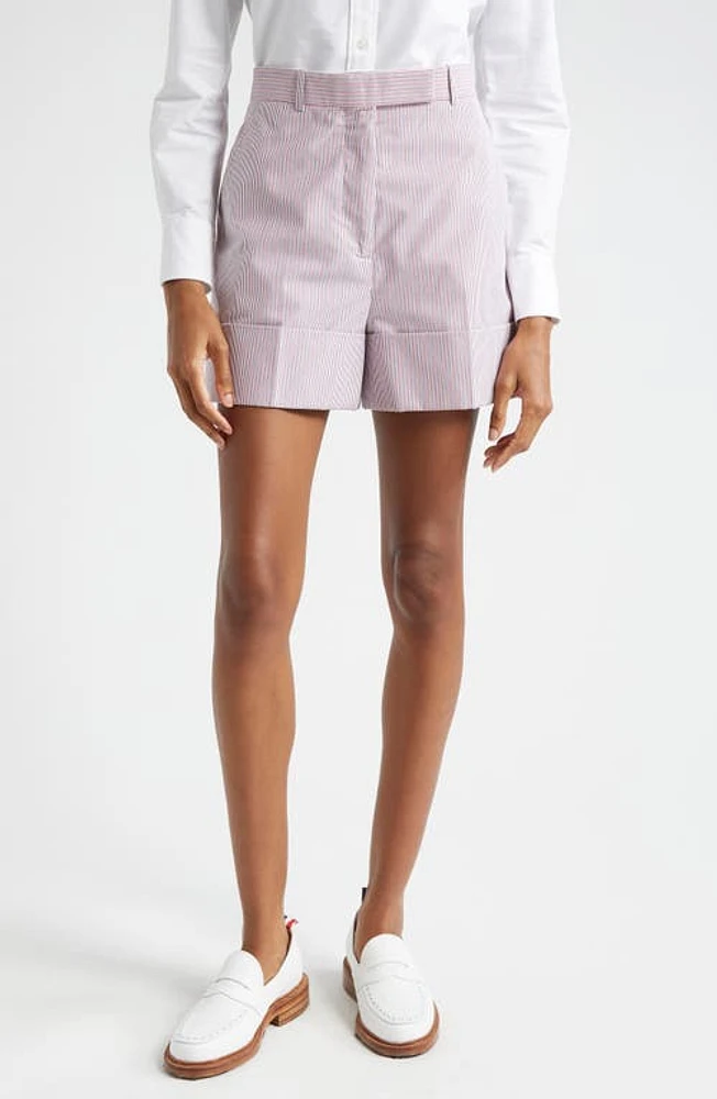 Thom Browne Stripe Tailored High Waist Shorts Pink at Nordstrom, Us