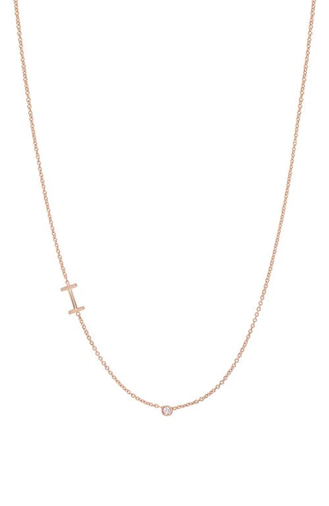 BYCHARI Asymmetric Initial & Diamond Pendant Necklace in 14K Rose Gold-I at Nordstrom