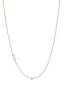 BYCHARI Asymmetric Initial & Diamond Pendant Necklace in 14K Rose Gold-I at Nordstrom