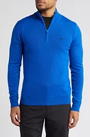 J. Lindeberg Kian Wool Quarter Zip Sweater Nautical Blue at Nordstrom,