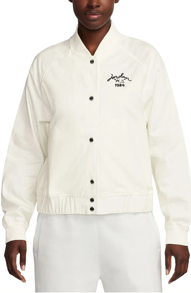 Jordan Logo Varsity Jacket Sail at Nordstrom,