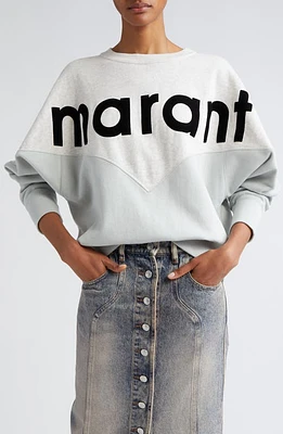 Isabel Marant Étoile Houston Colorblock Cotton Graphic Sweatshirt Blue at Nordstrom, Us