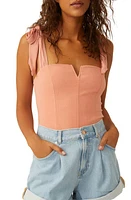 Free People Lola Shoulder Tie Seamed Bodysuit at Nordstrom,